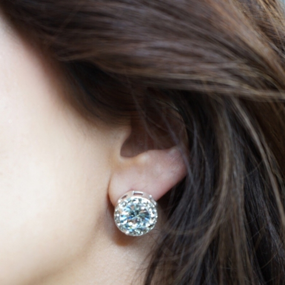 ValMarie Jewelry - Embossed Gold Plated CZ Stud Earrings